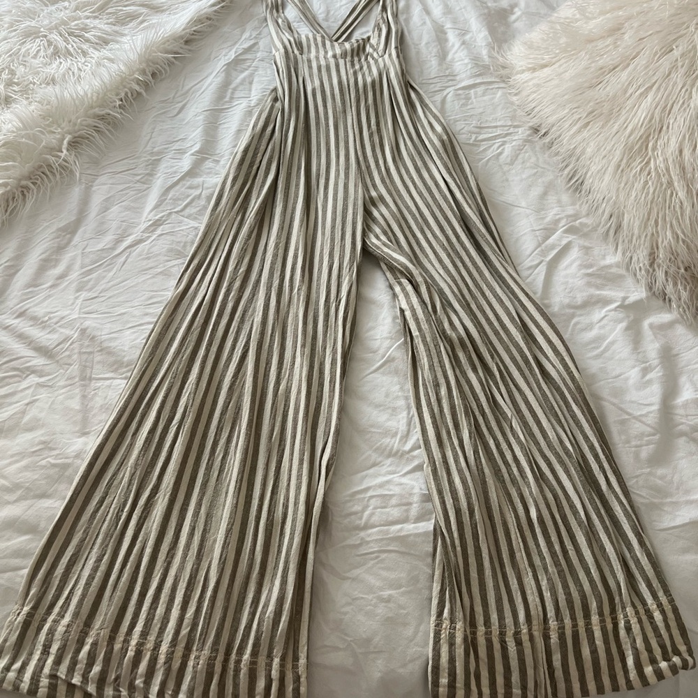 Striped Jumpsuit in Cream and Tan